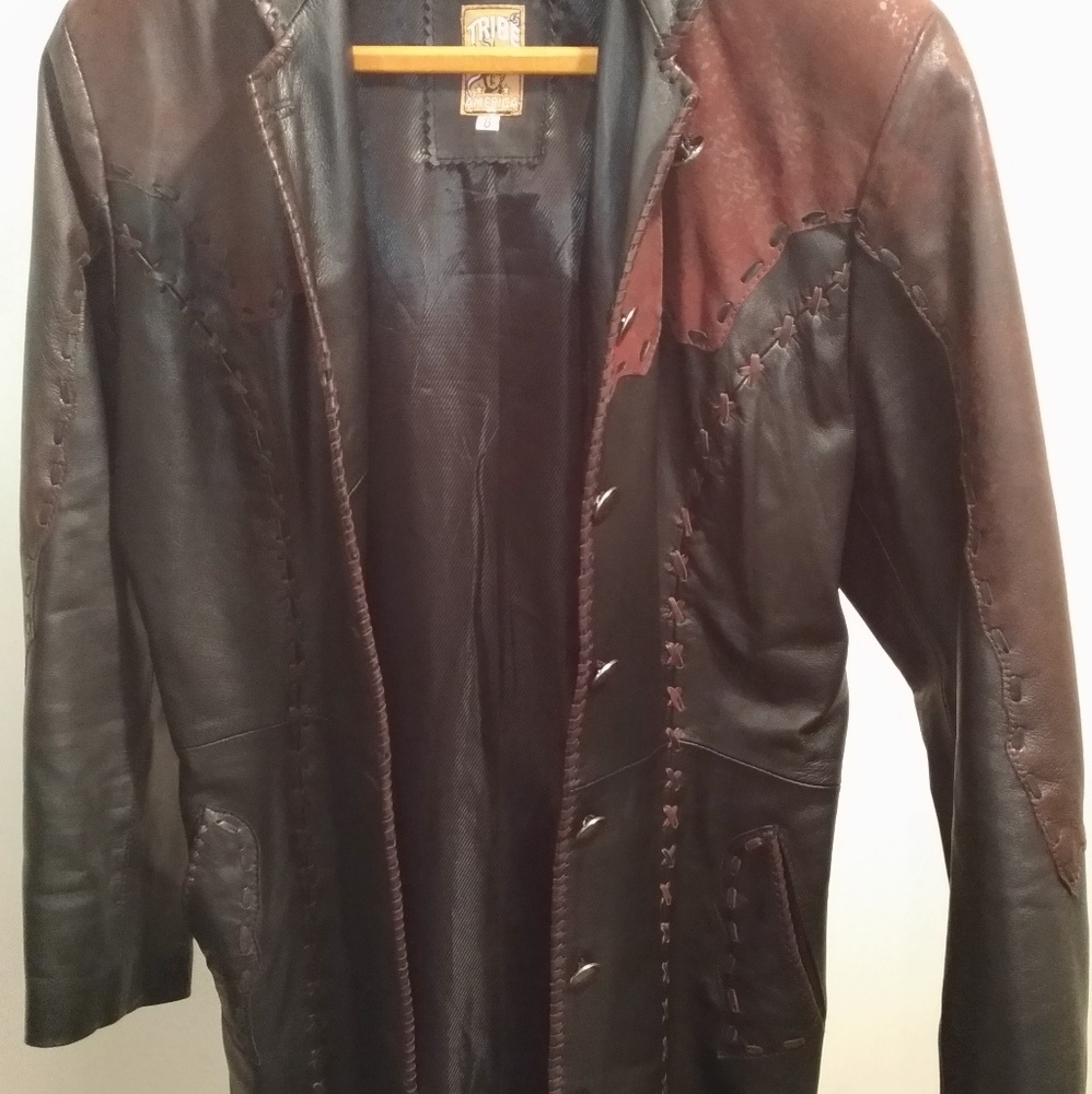 Tribe America size 8 Genuine Leather Long Jacket